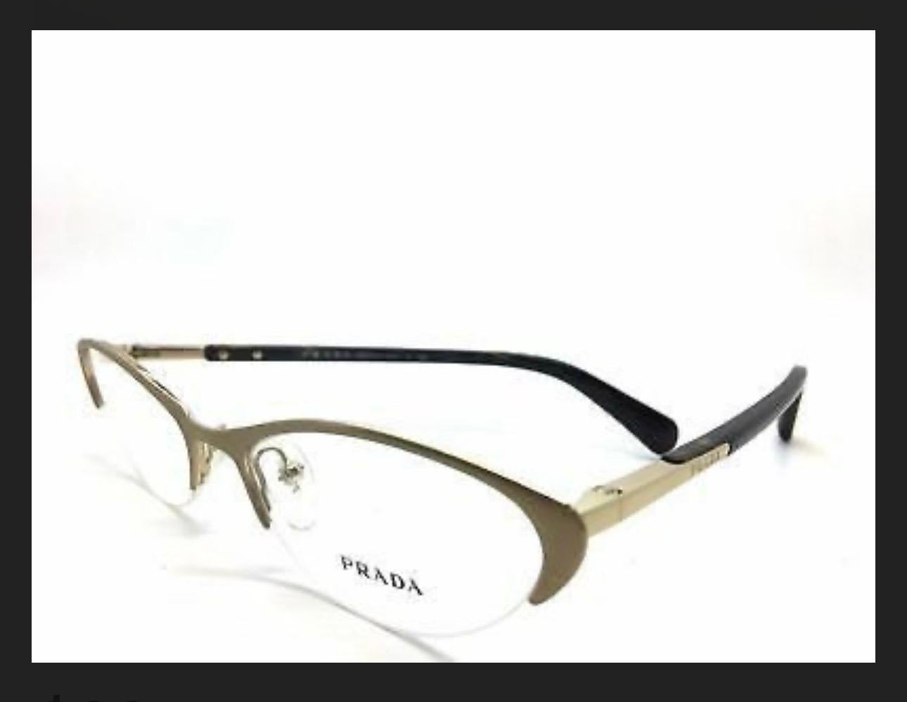 PRADA VPR 54P EAG-101 Cat Eye Eyeglasses Frames Matte Gold/Tortoise  In Excellent Condition For Sale In New York, NY