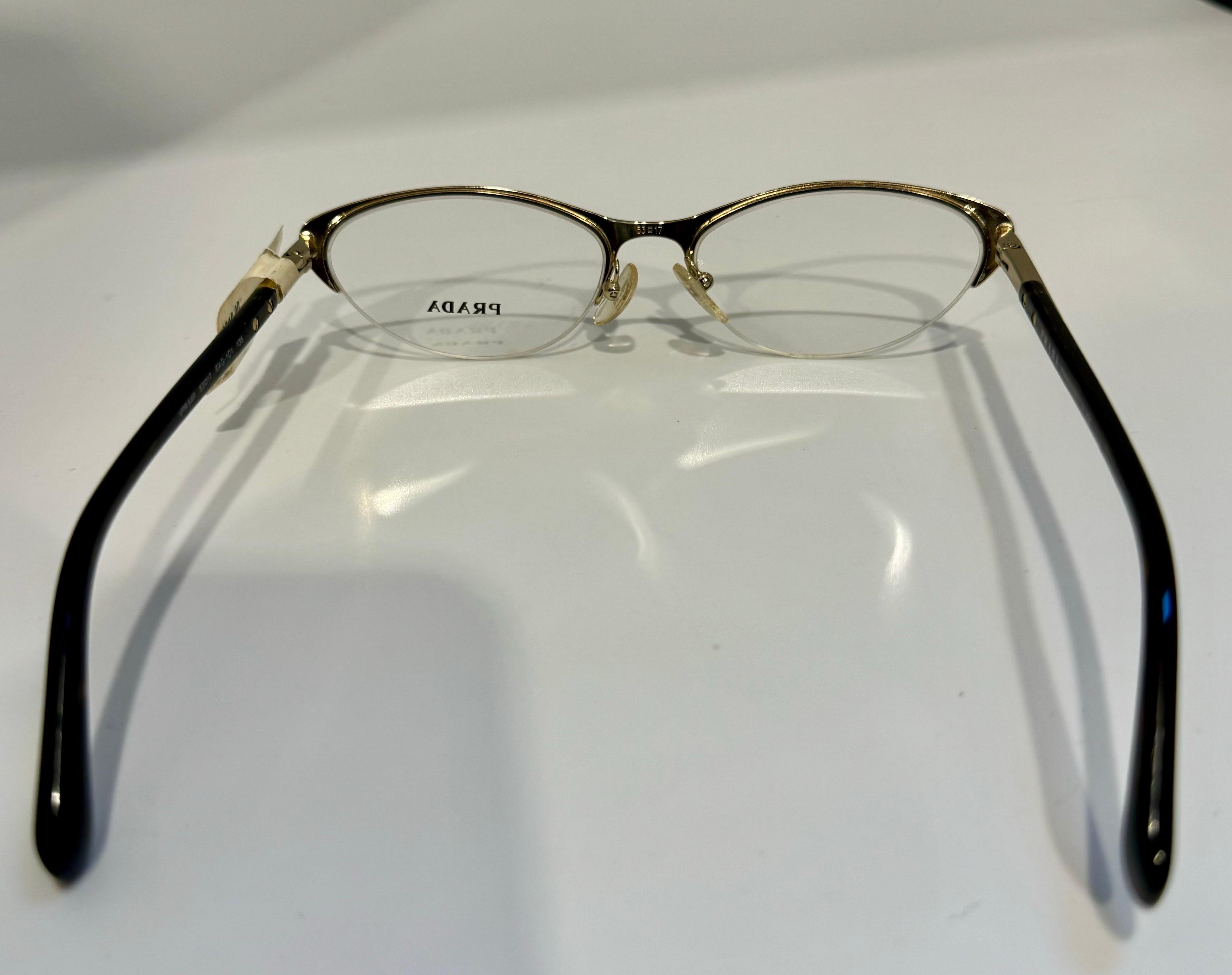 Women's PRADA VPR 54P EAG-101 Cat Eye Eyeglasses Frames Matte Gold/Tortoise  For Sale