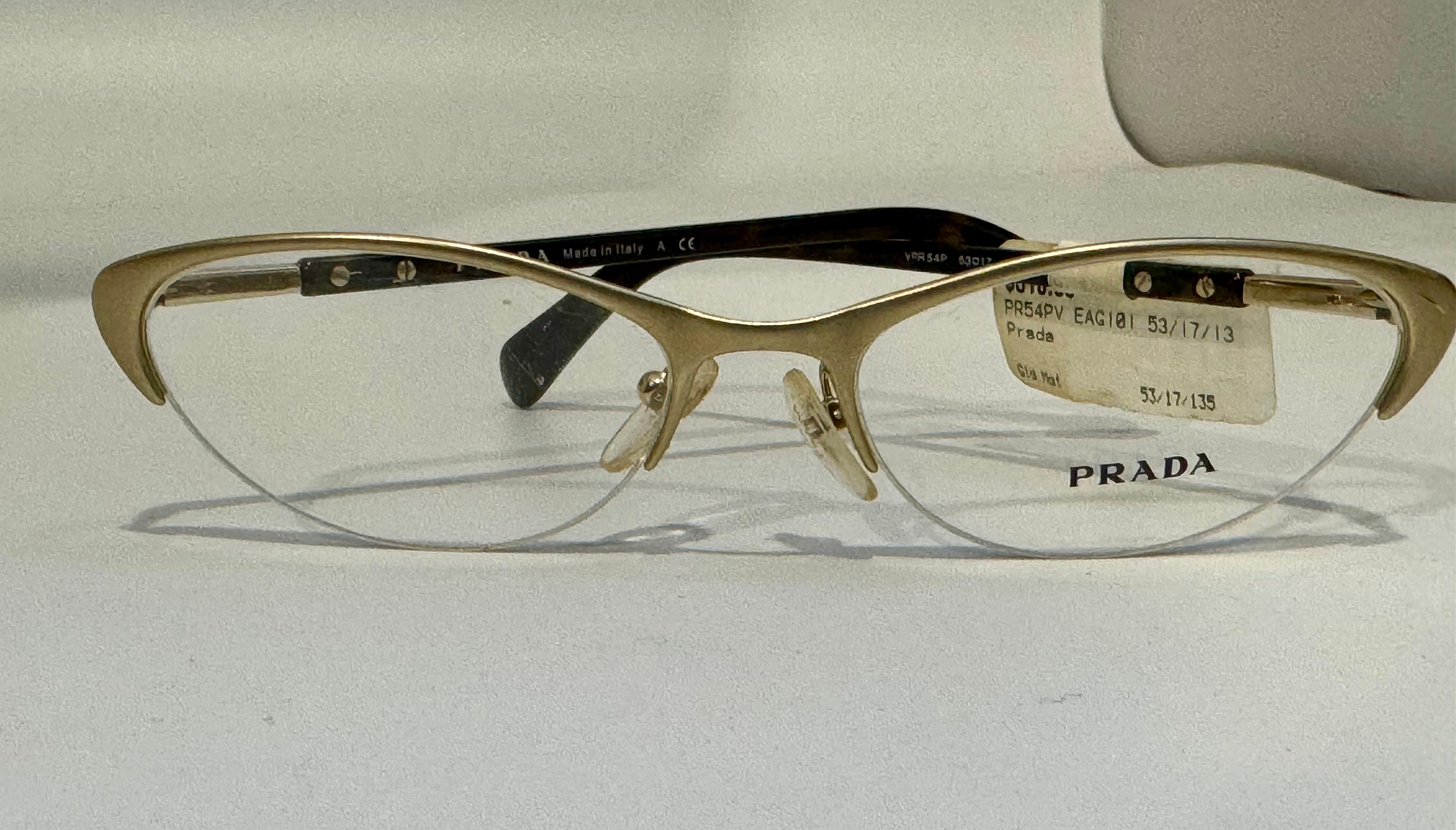 PRADA VPR 54P EAG-101 Cat Eye Eyeglasses Frames Matte Gold/Tortoise  For Sale 5