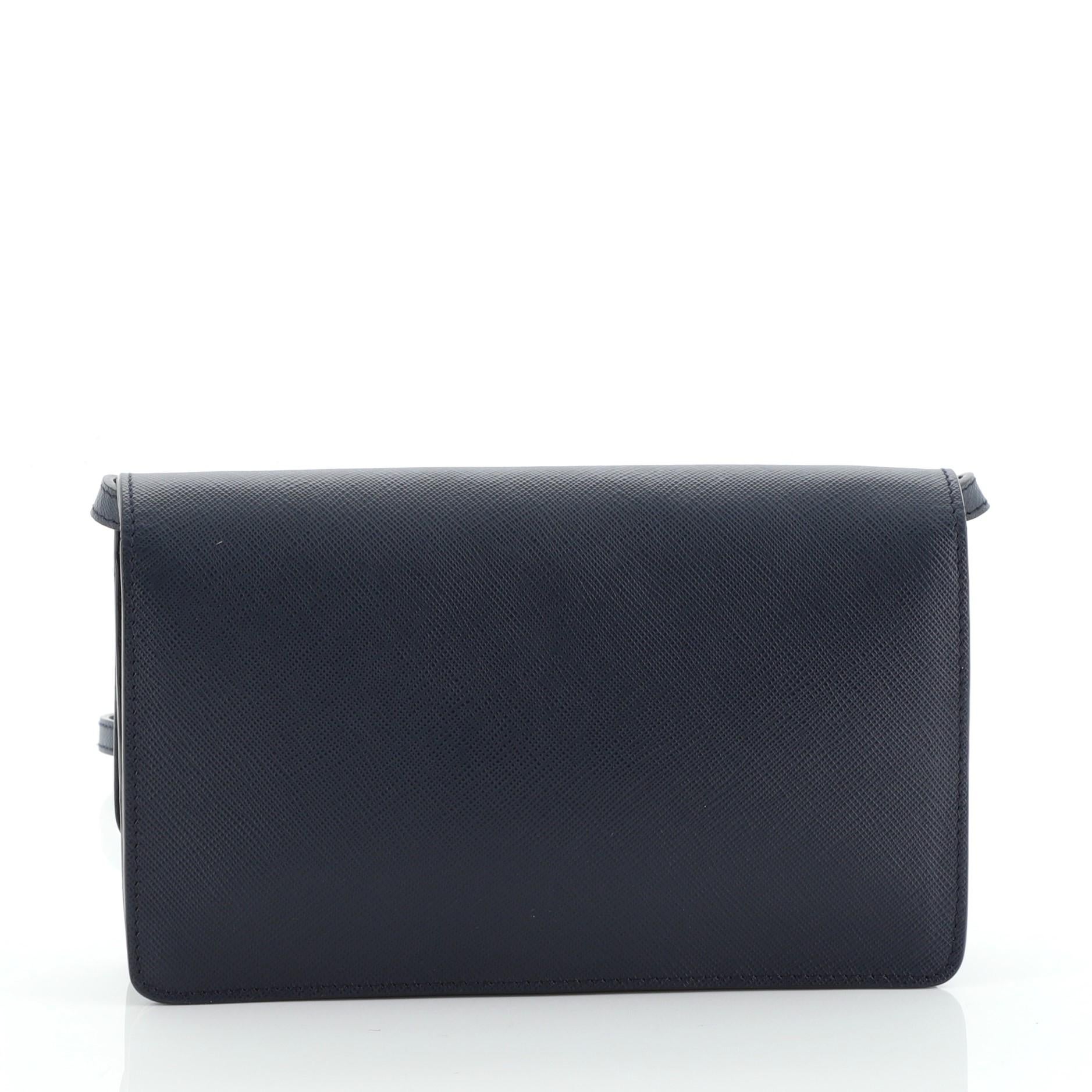 Black Prada Wallet Crossbody Saffiano Leather