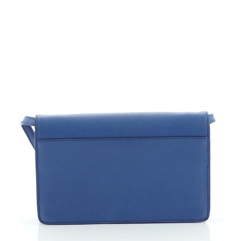 Blue Prada Wallet Crossbody Saffiano Leather