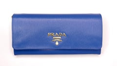 Prada Wallet on Chain Blue Vitello Move Long