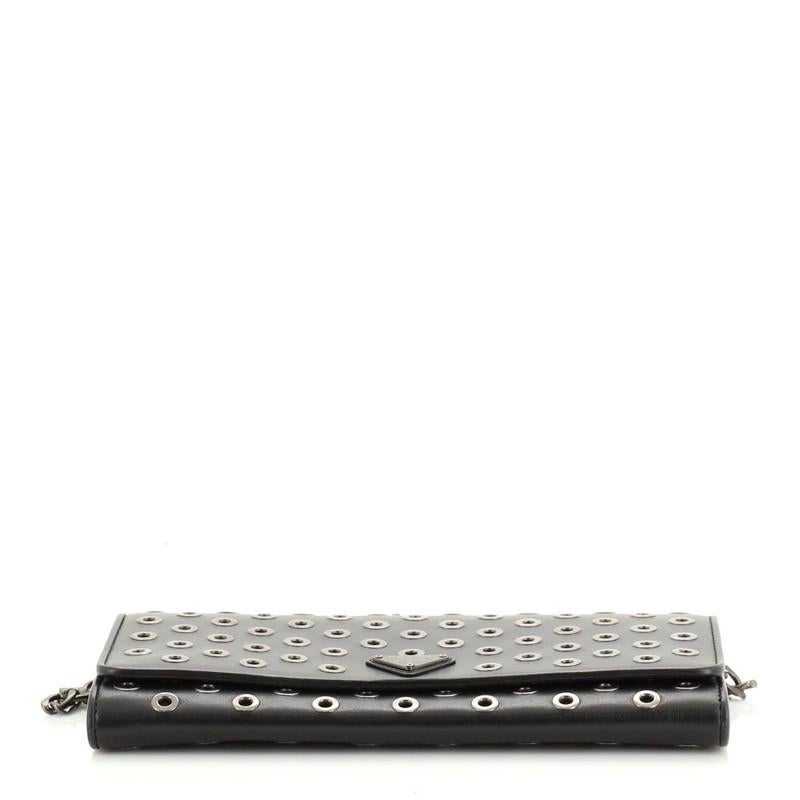 Prada Wallet on Chain Grommet Embellished Leather In Good Condition In NY, NY