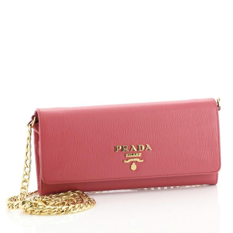 prada pink wallet on chain