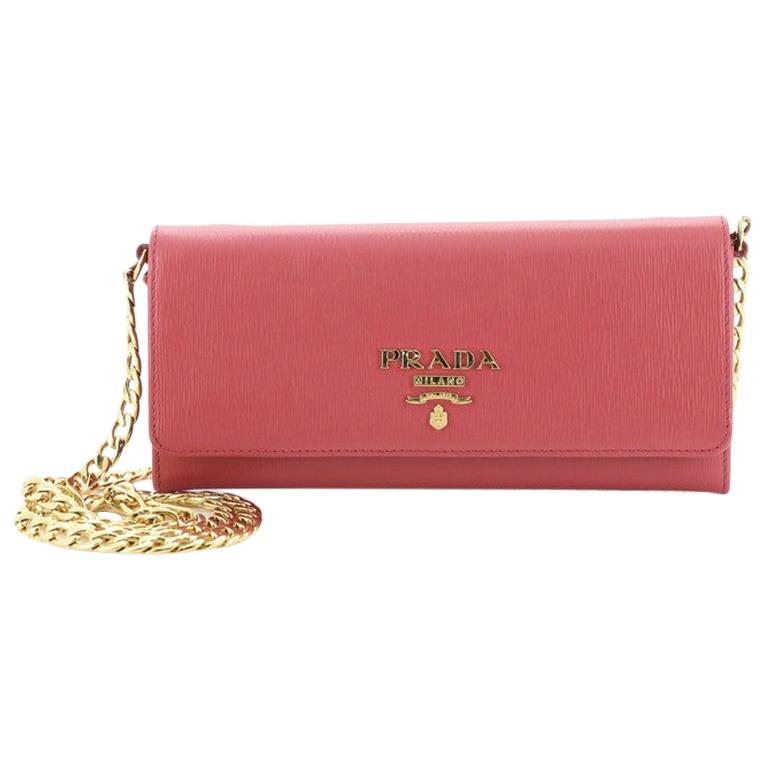 Prada - Pink Saffiano Leather Wallet-On-Chain (WOC)