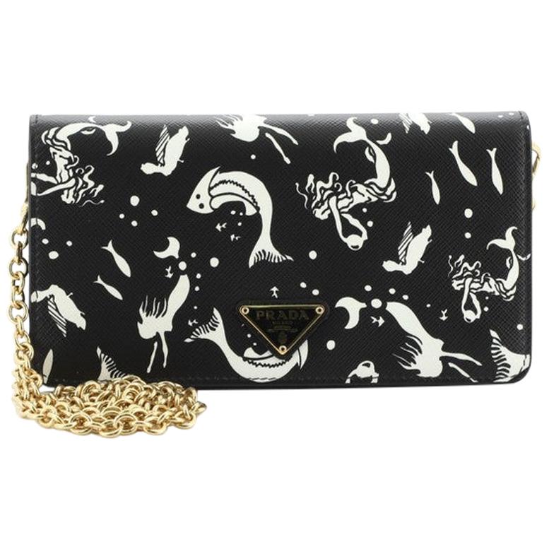 Prada: Wallet on Chain Printed Saffiano Leather