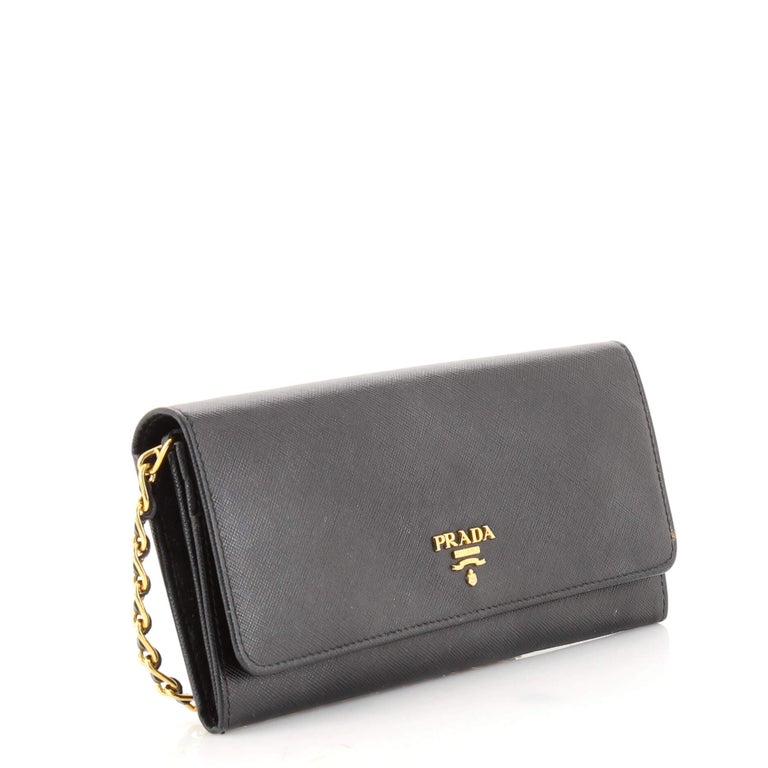 Prada Wallet on Chain Saffiano Leather at 1stDibs