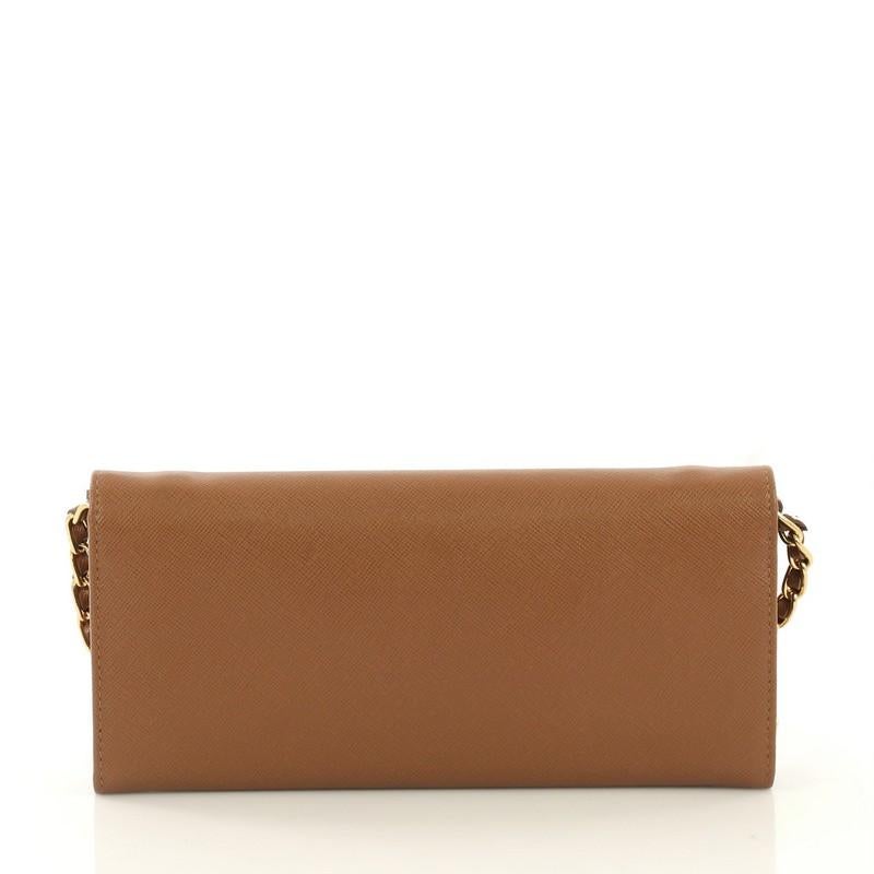 Brown Prada Wallet on Chain Saffiano Leather