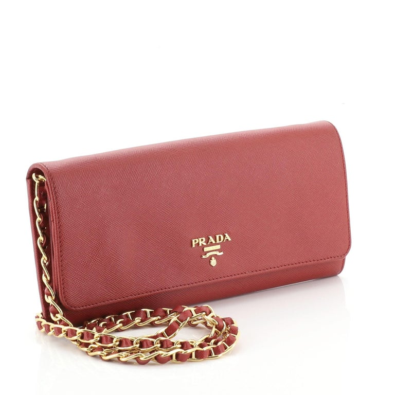 Prada Wallet on Chain Saffiano Leather at 1stDibs