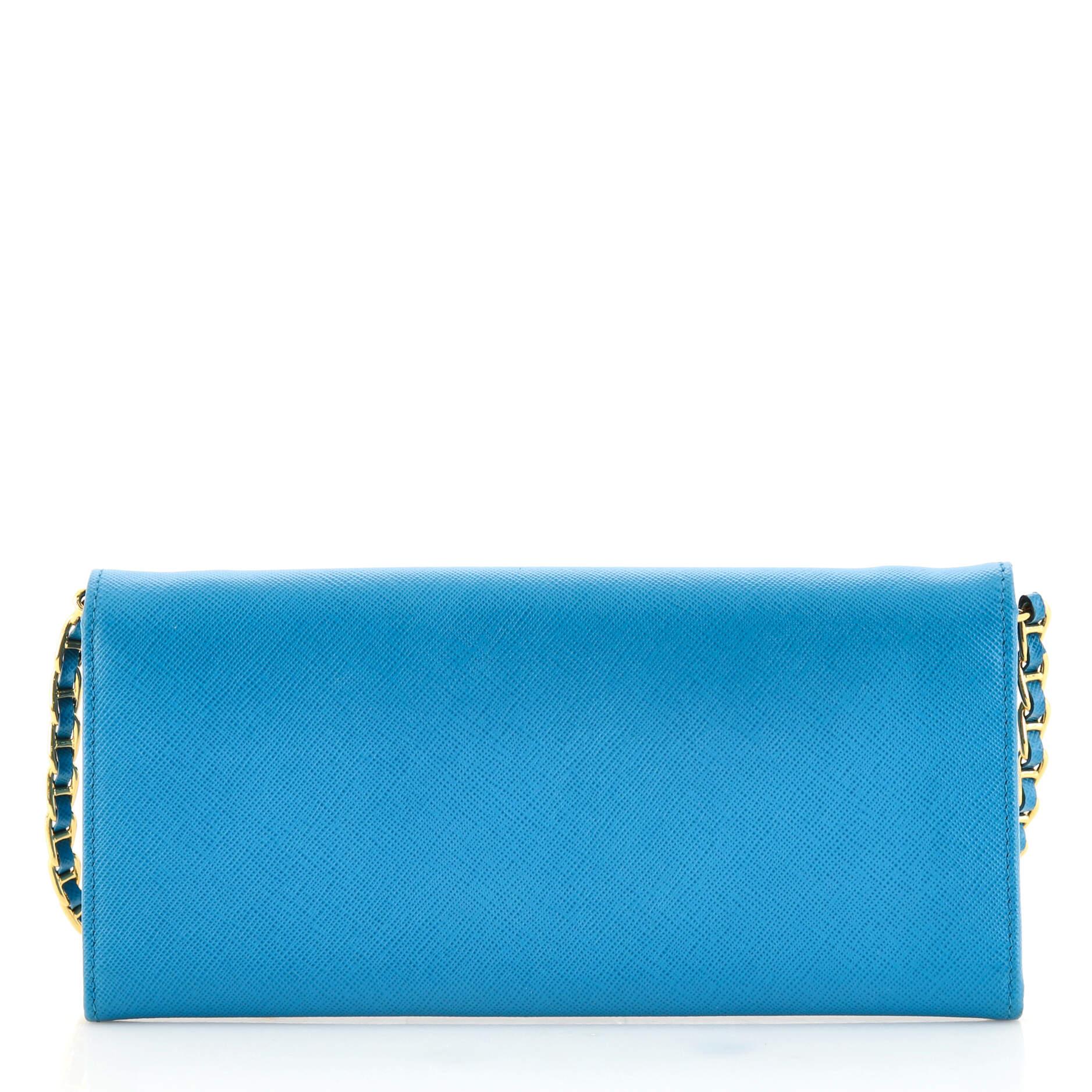 prada saffiano wallet on chain