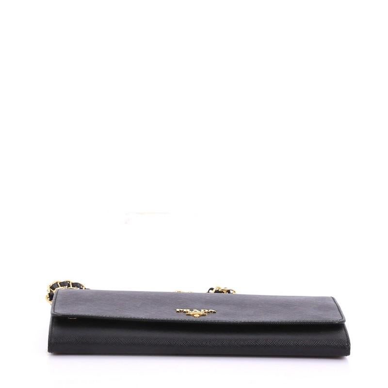 Black Prada Wallet on Chain Saffiano Leather