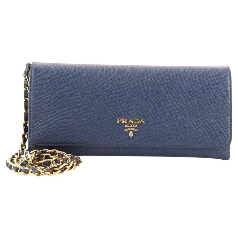 Prada Wallet on Chain Saffiano Leather For Sale at 1stDibs