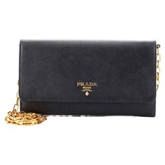 Prada Wallet on Chain Saffiano Leather with Metal Detail