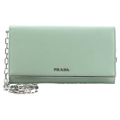 Prada Wallet on Chain Saffiano Leather with Metal Detail