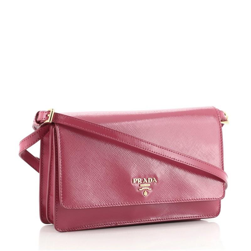 prada saffiano wallet on strap