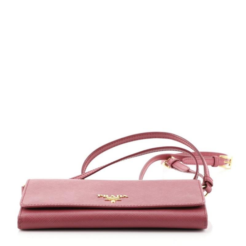 prada saffiano wallet on strap