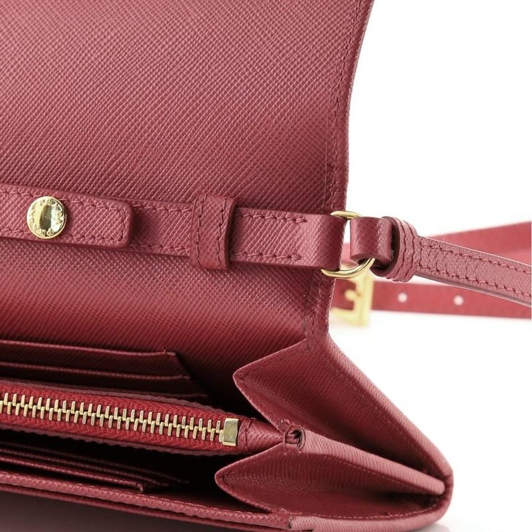 Prada Wallet on Strap Saffiano Leather Small at 1stDibs