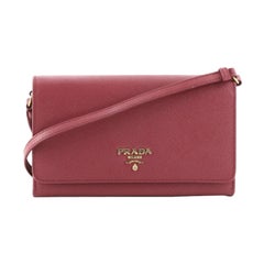 Prada Wallet on Strap Saffiano Leather Small