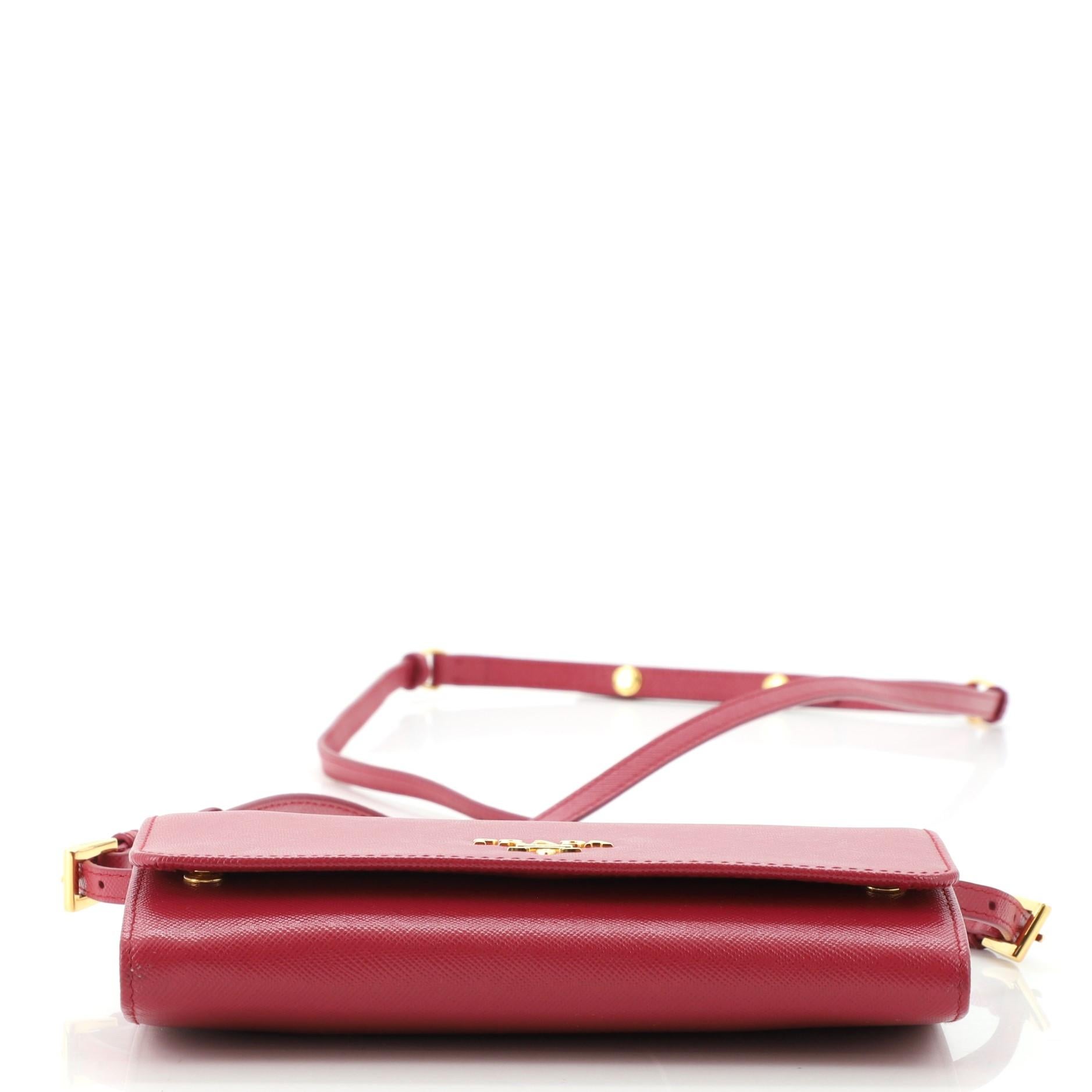 Prada Wallet on Strap Vernice Saffiano Leather Small In Good Condition In NY, NY