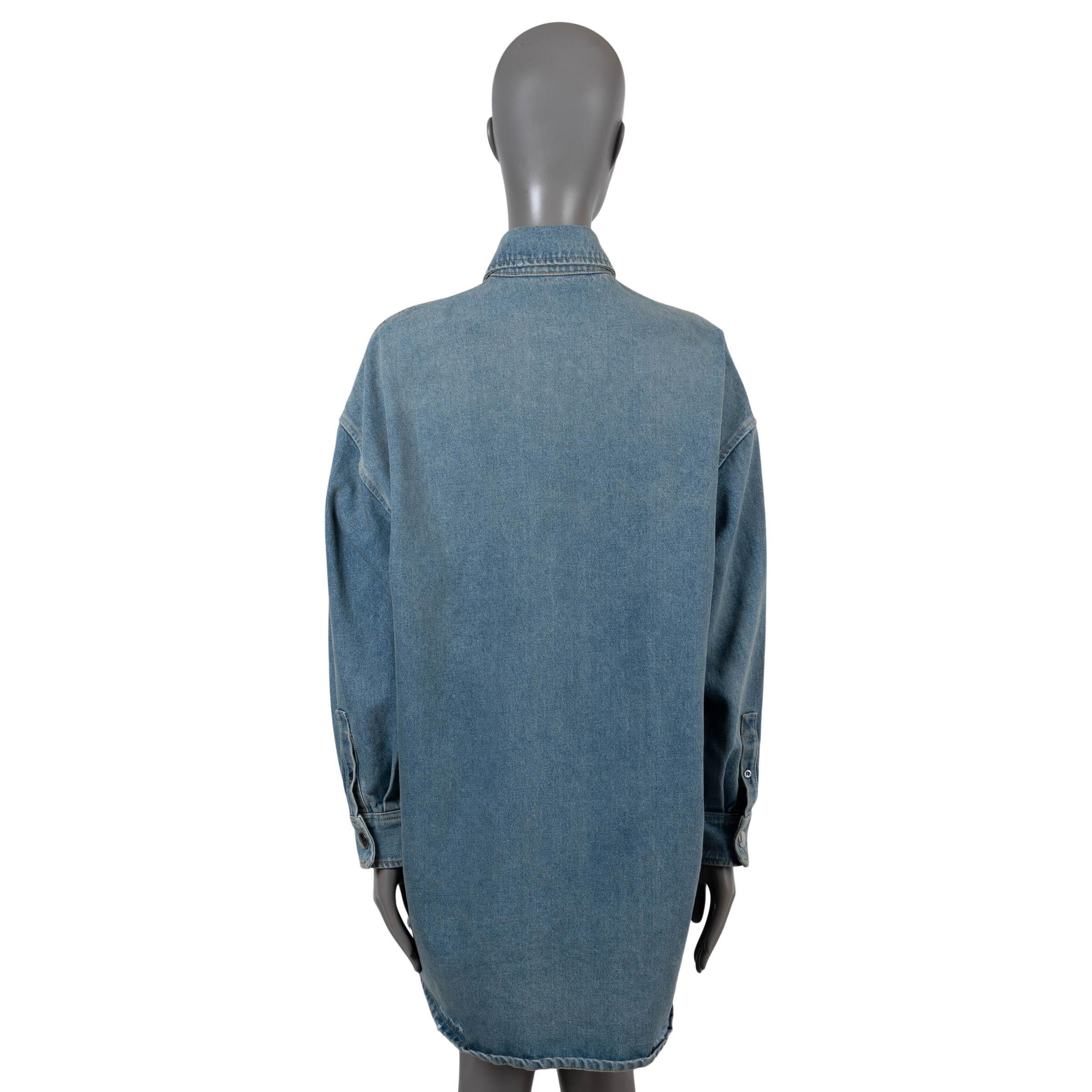PRADA washed blue cotton 2023 DENIM OVERSIZED SHIRT Dress 38 XS In Excellent Condition In Zürich, CH