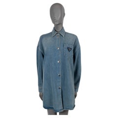 PRADA washed blue cotton 2023 DENIM OVERSIZED SHIRT Dress 38 XS