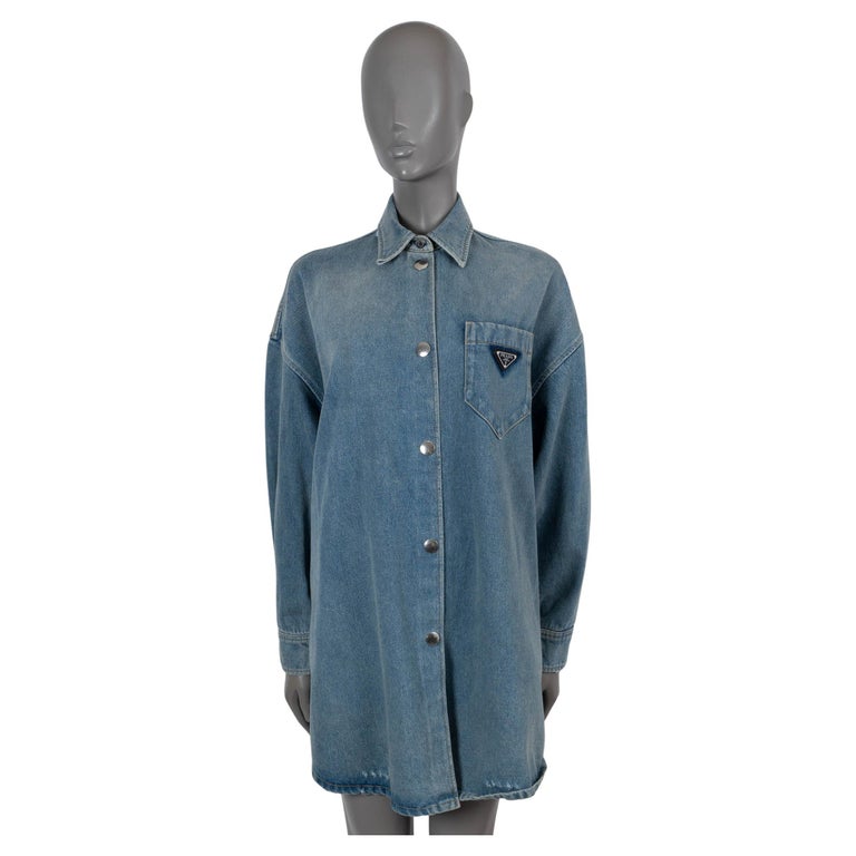 white christmas dresses PRADA 2021 Striped Denim Mini Dress Blue – REAWAKE