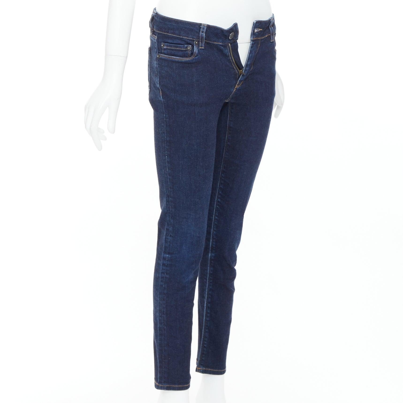 Blue PRADA washed dark blue contour fit cropped skinny jeans XS For Sale