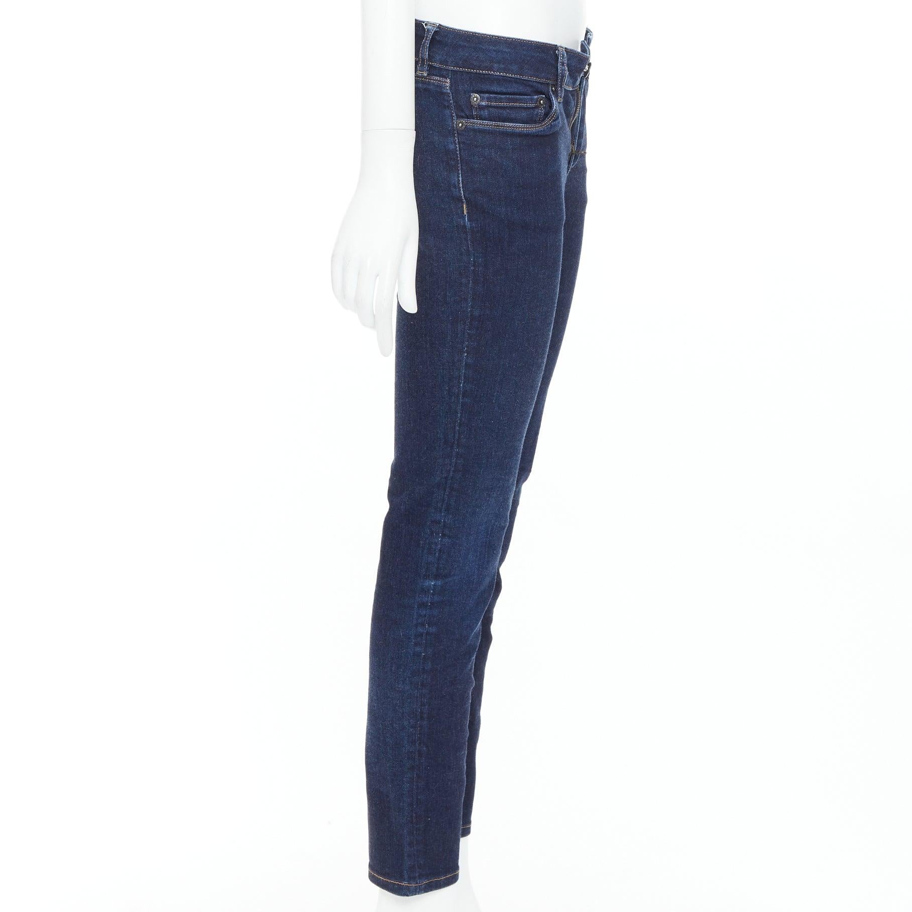 PRADA washed dark blue contour fit cropped skinny jeans XS In Good Condition For Sale In Hong Kong, NT