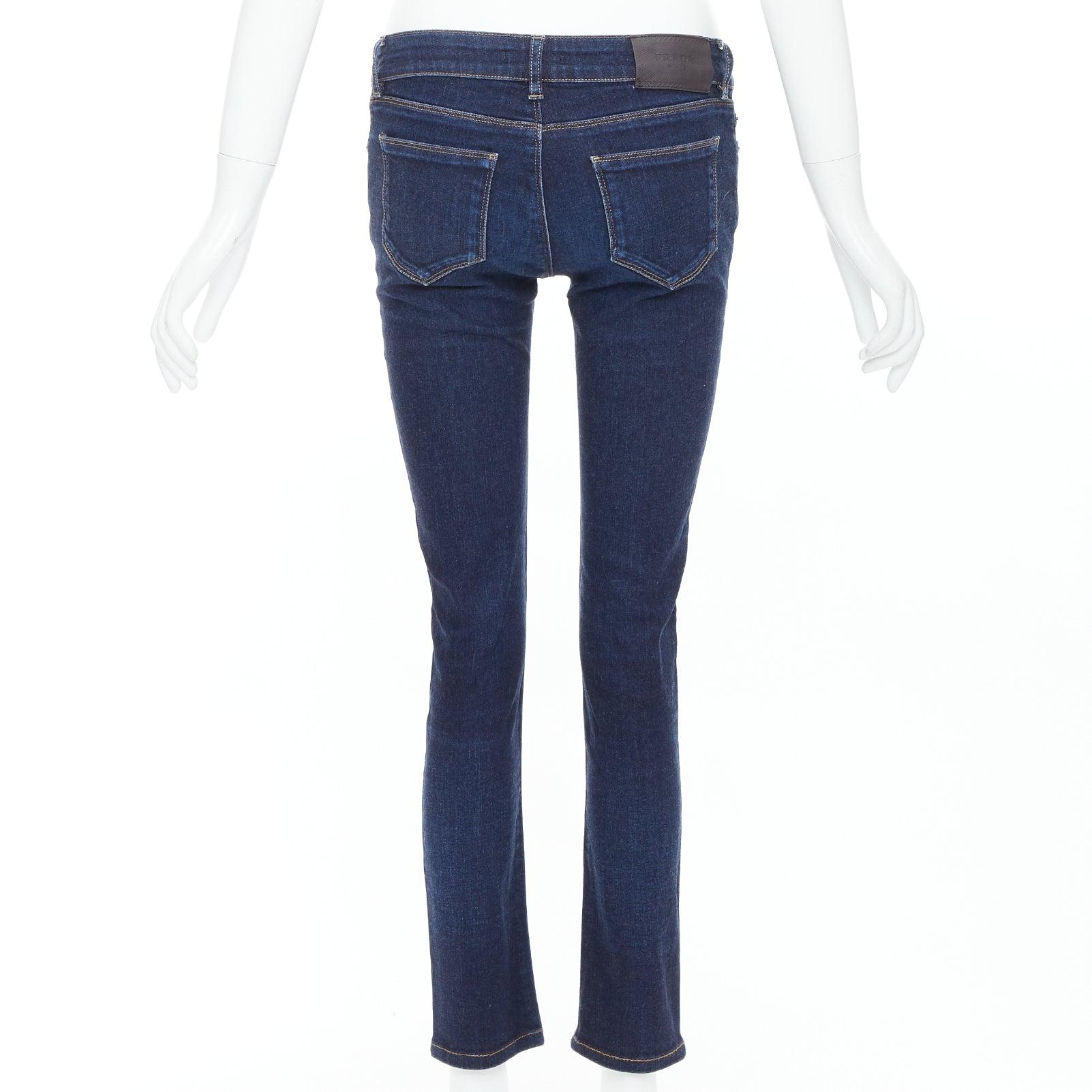 Women's PRADA washed dark blue contour fit cropped skinny jeans XS For Sale