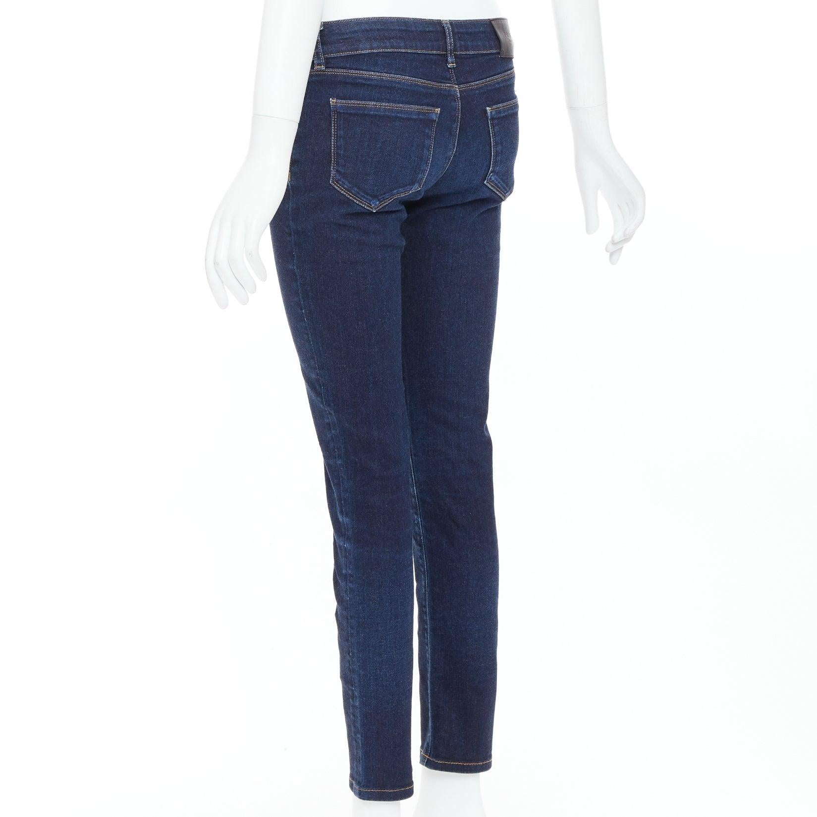 PRADA washed dark blue contour fit cropped skinny jeans XS For Sale 1