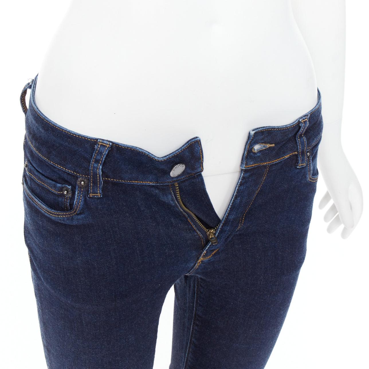 PRADA washed dark blue contour fit cropped skinny jeans XS For Sale 2