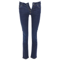PRADA washed dark blue contour fit cropped skinny jeans XS