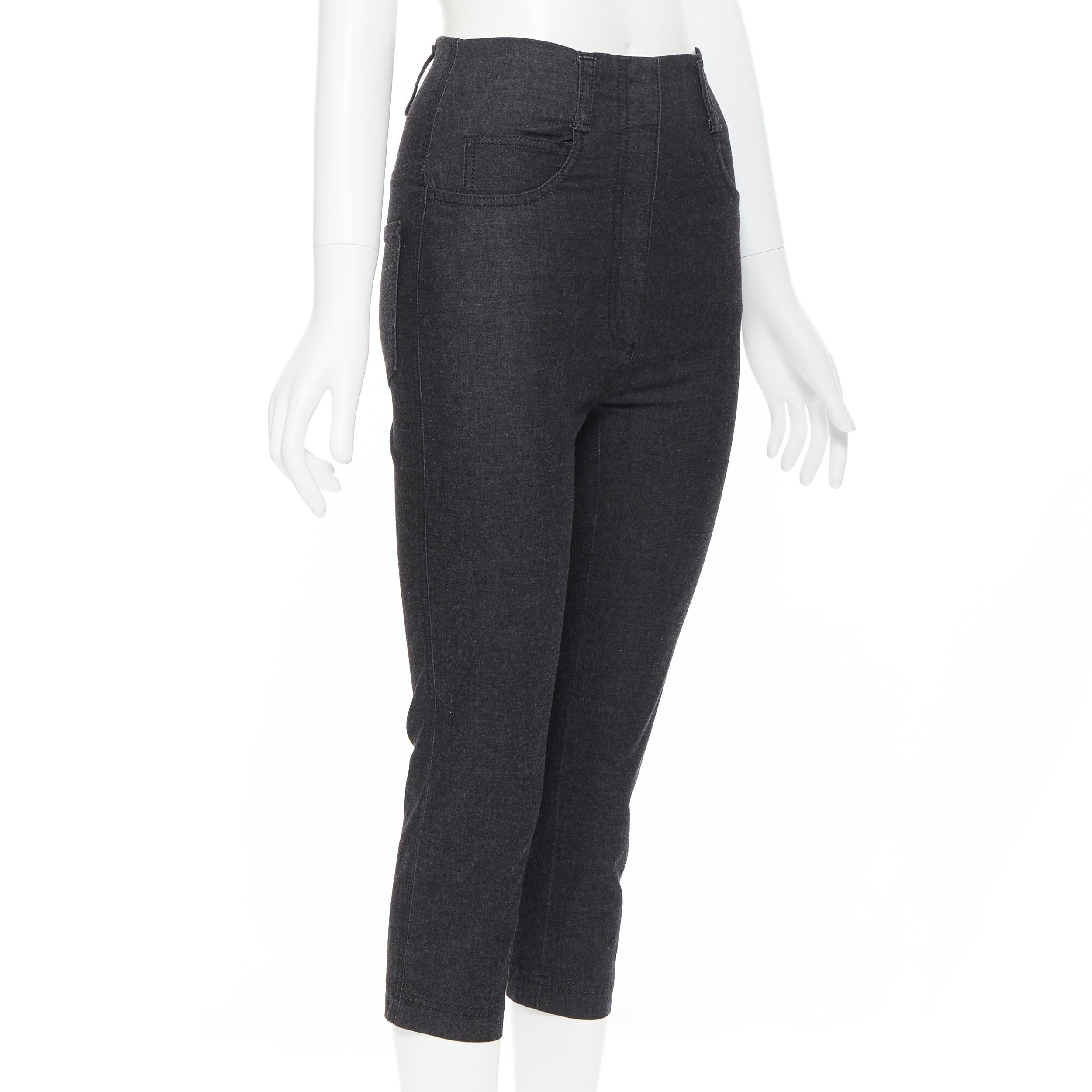 PRADA washed grey cotton high waisted cropped stretch jeans IT38 In Good Condition In Hong Kong, NT