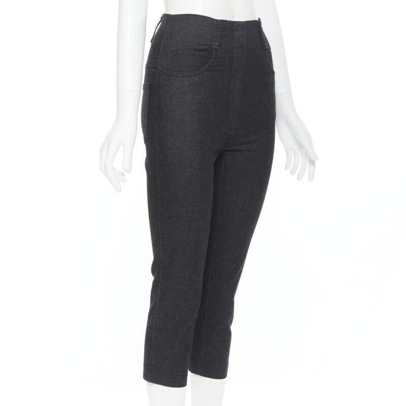 PRADA washed grey cotton high waisted cropped stretch jeans IT38 In Good Condition For Sale In Hong Kong, NT