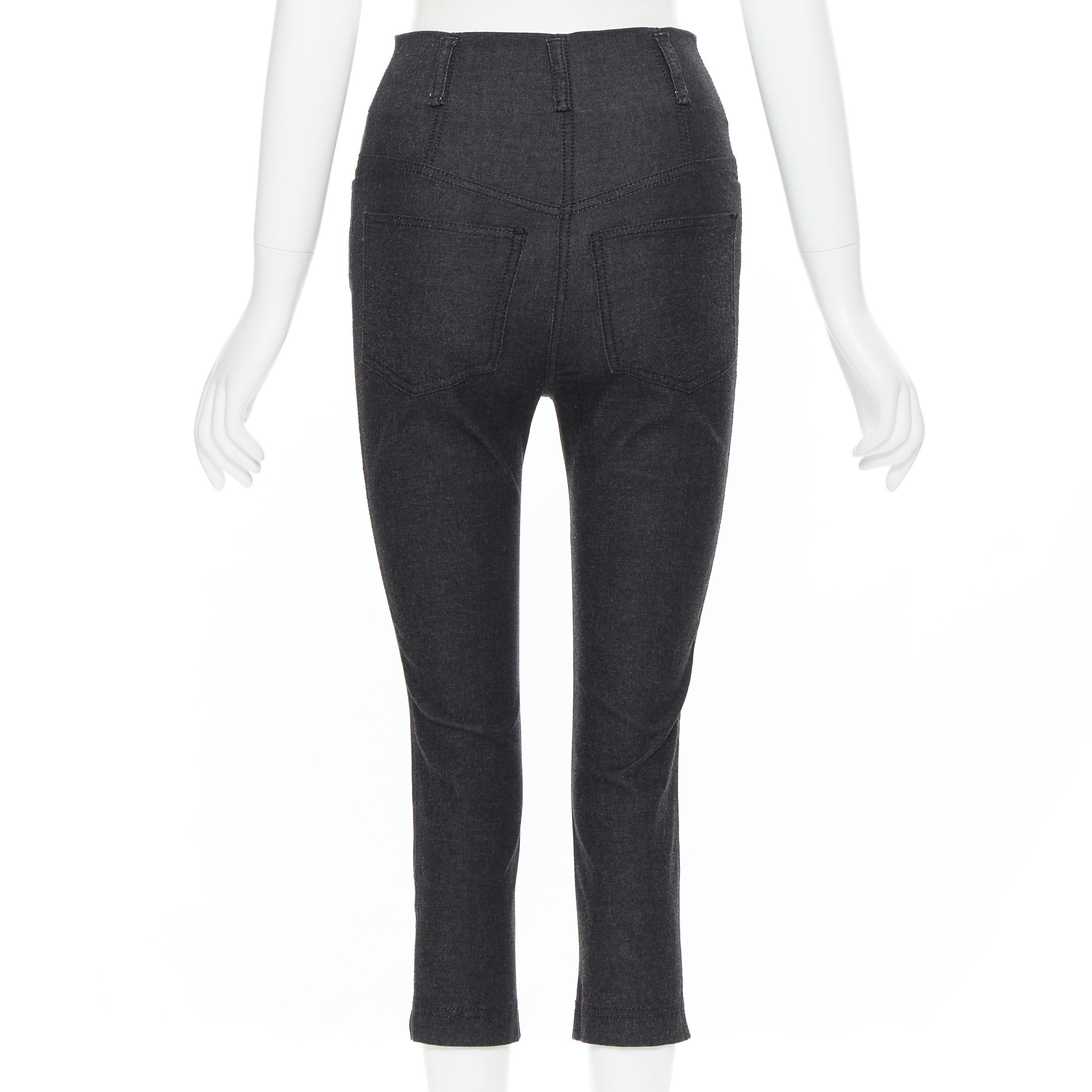 PRADA washed grey cotton high waisted cropped stretch jeans IT38 1