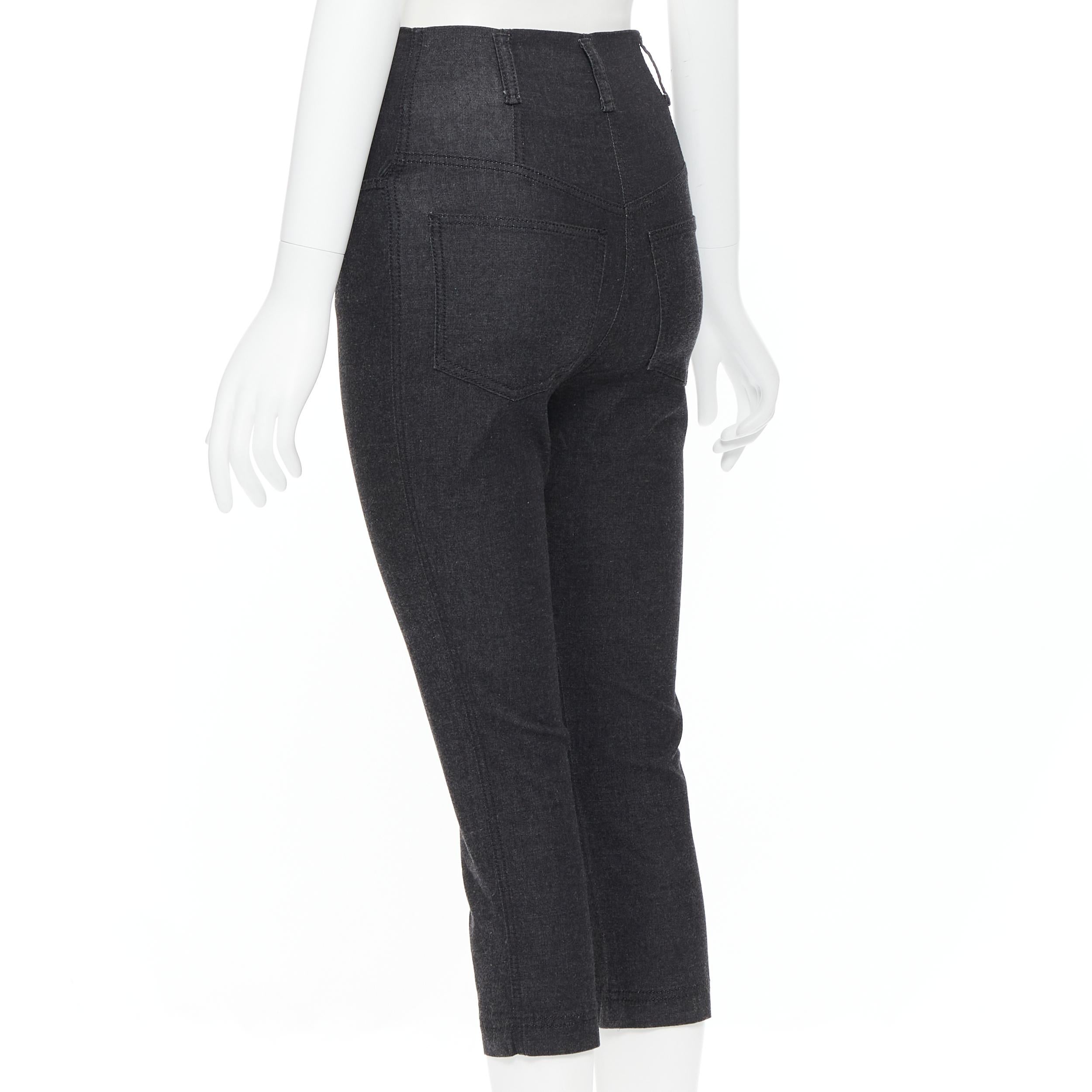 PRADA washed grey cotton high waisted cropped stretch jeans IT38 2