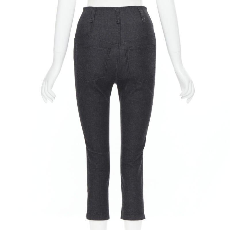 PRADA washed grey cotton high waisted cropped stretch jeans IT38 For Sale 1