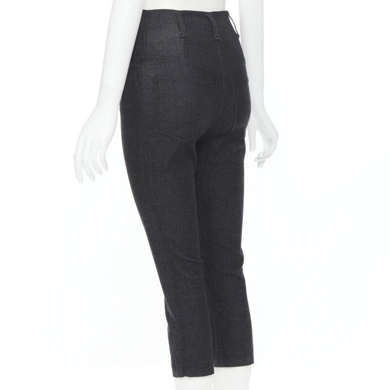 PRADA washed grey cotton high waisted cropped stretch jeans IT38 For Sale 2