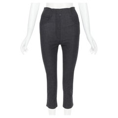 PRADA jean stretch taille haute en coton gris délavé IT38