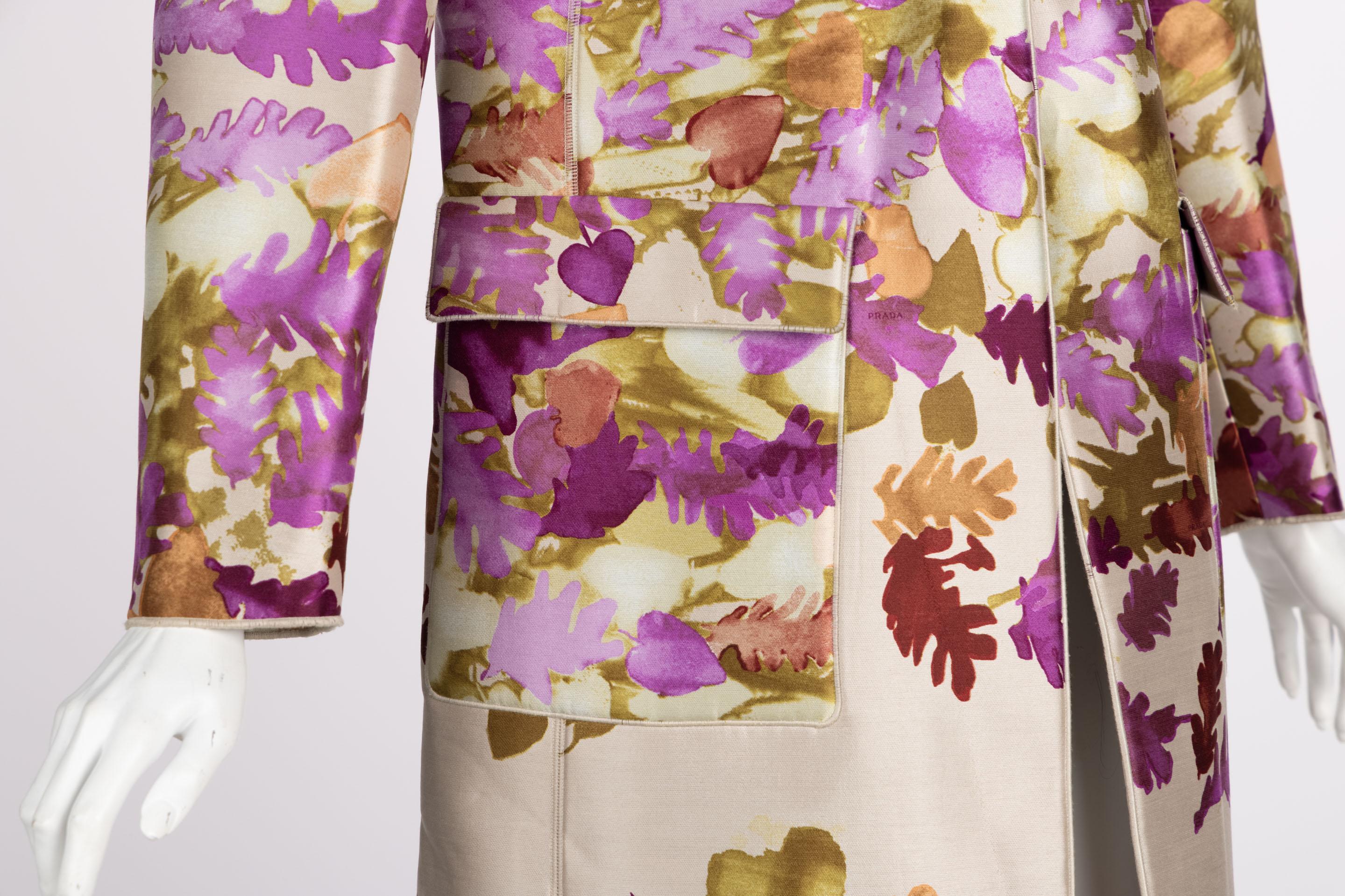Prada Watercolor Leaves Duffle Coat Runway F/W 1999, look #32 1