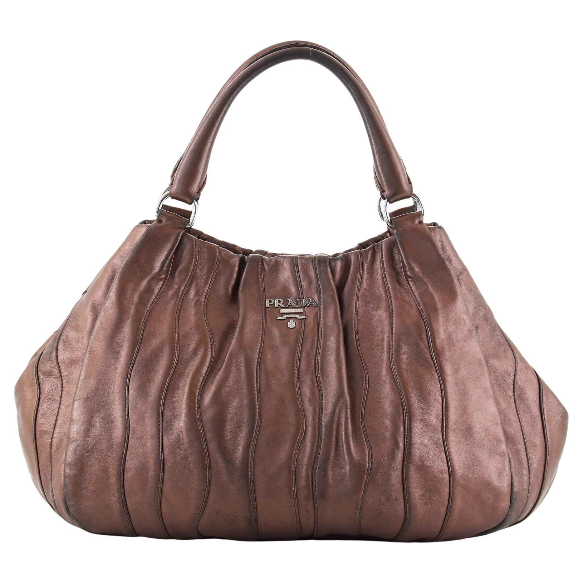 Prada Waves Convertible Tote Leather Medium For Sale at 1stDibs