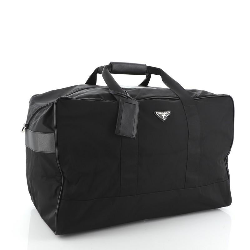Black Prada Weekender Duffle Bag Tessuto Large