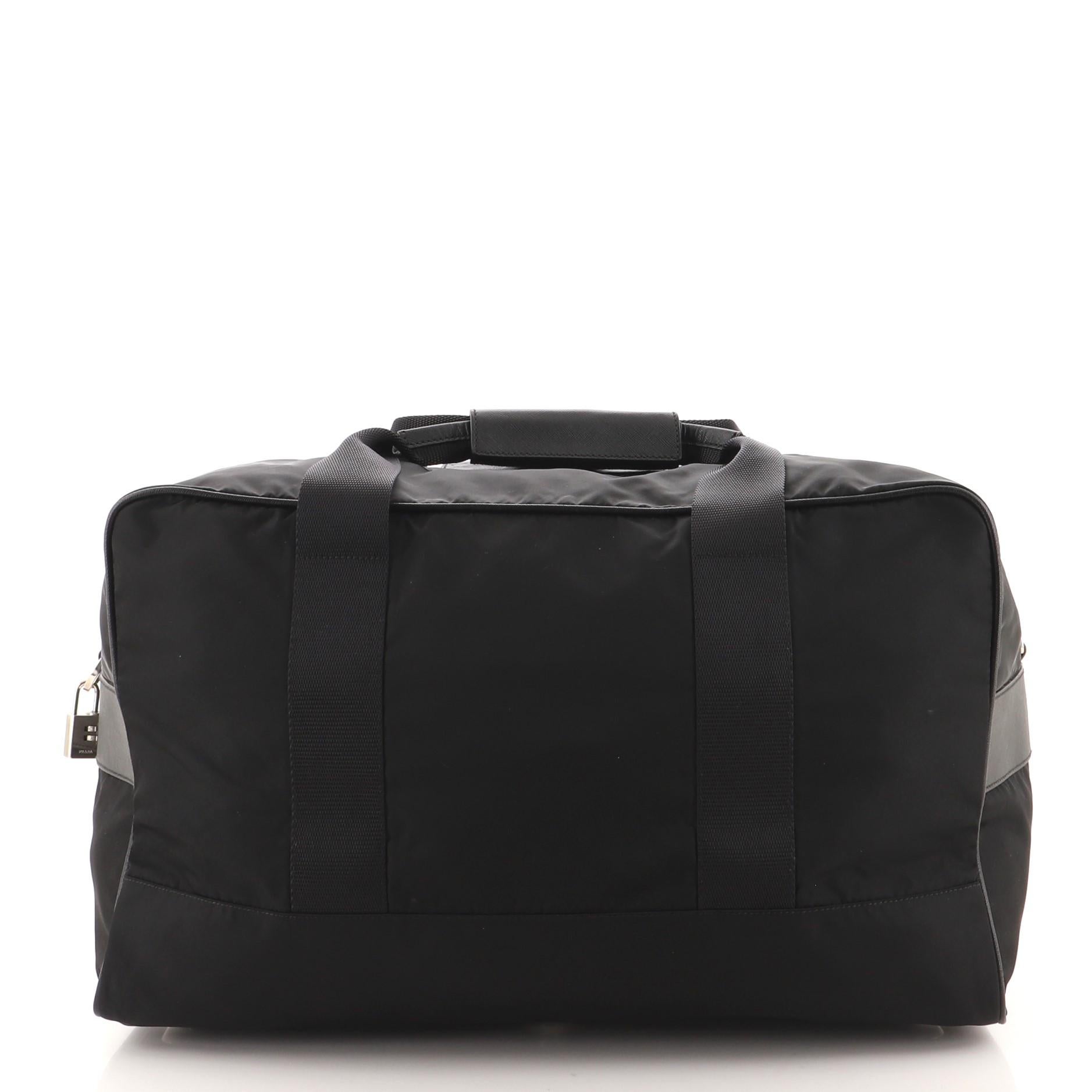 Black Prada Weekender Duffle Bag Tessuto Large