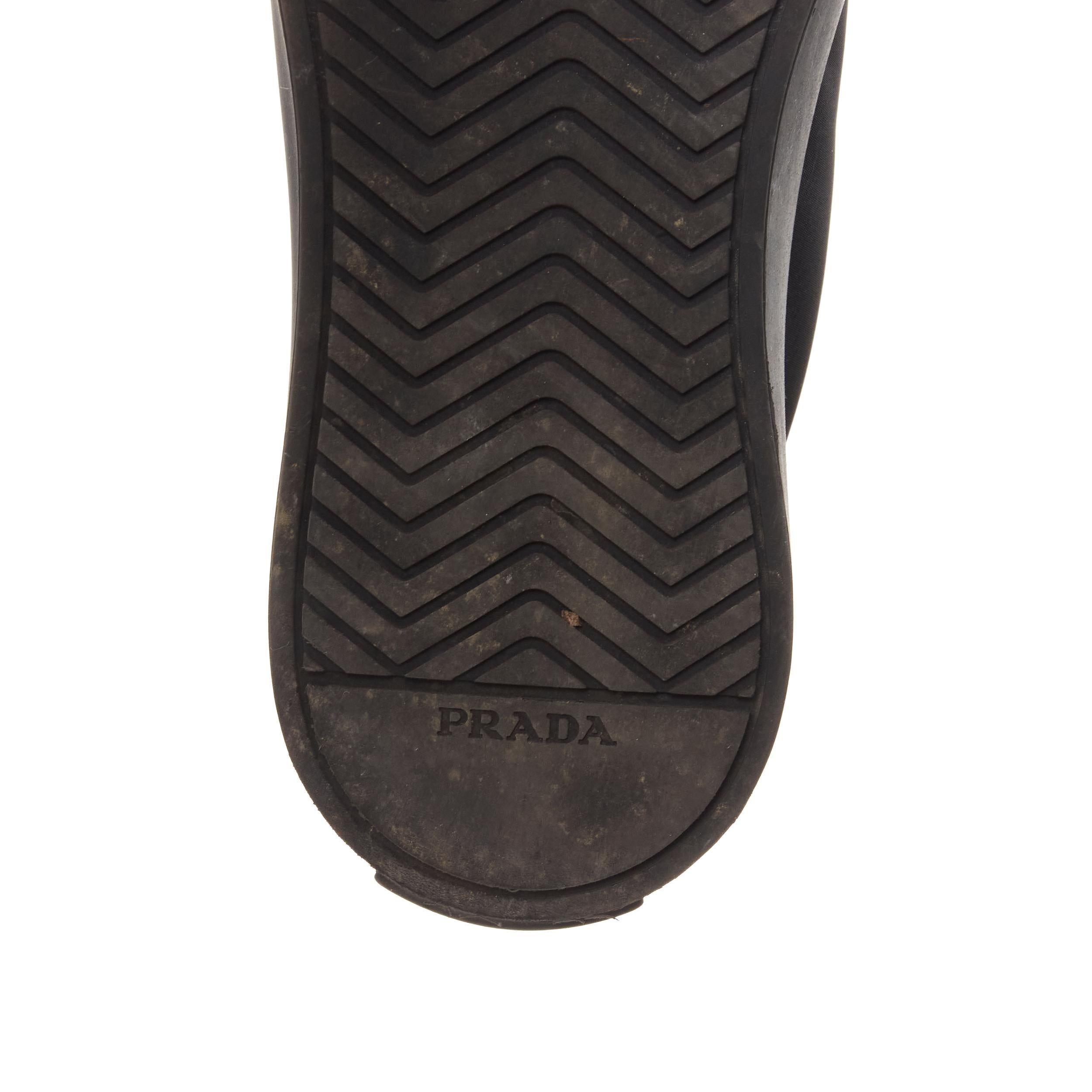 PRADA Wheel black Tessuto nylon silver buckle strap high top sneaker EU37.5 7
