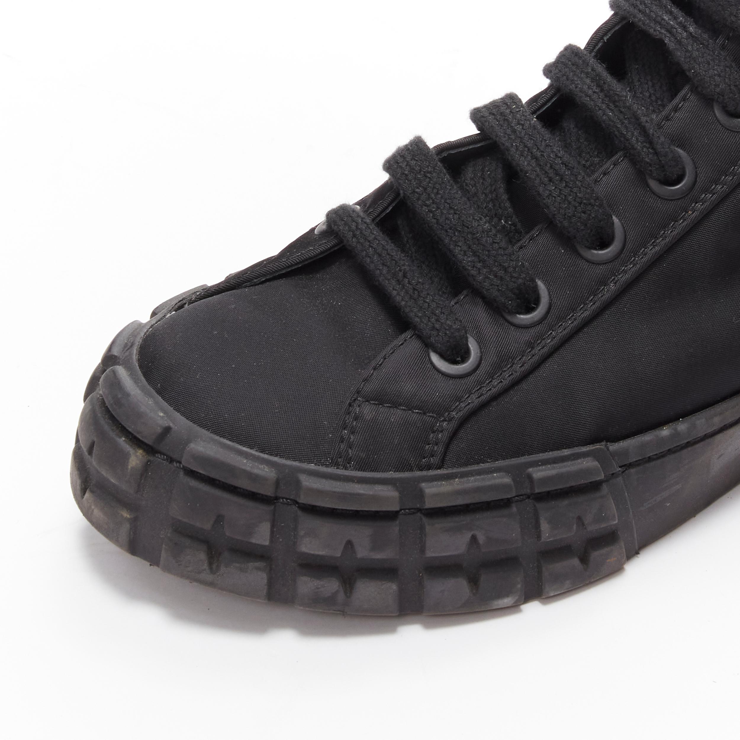 PRADA Wheel black Tessuto nylon silver buckle strap high top sneaker EU37.5 3