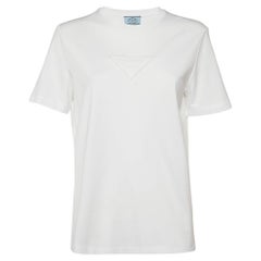 Prada White 3D Logo Interlock Cotton Crew Neck T-Shirt L