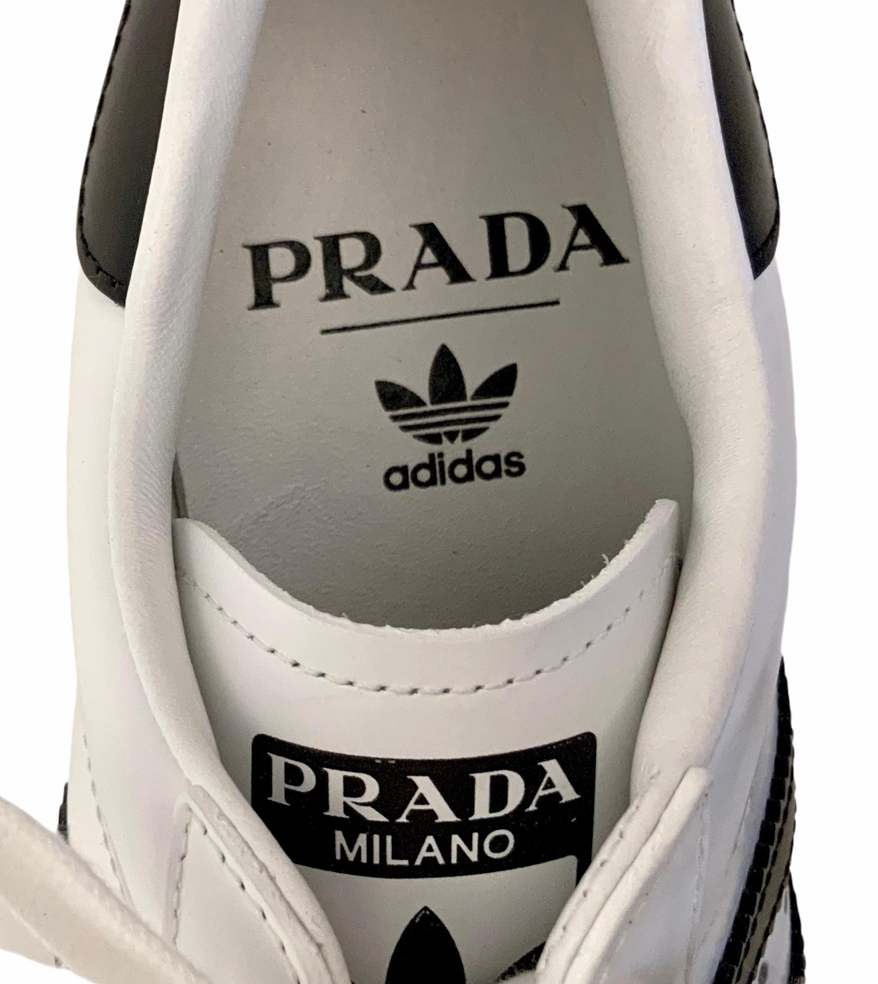 Prada White and Black Adidas Superstar Sneakers In Excellent Condition In Geneva, CH