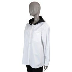 PRADA white & black cotton 2022 HOODED Button-Up Shirt 38 XS