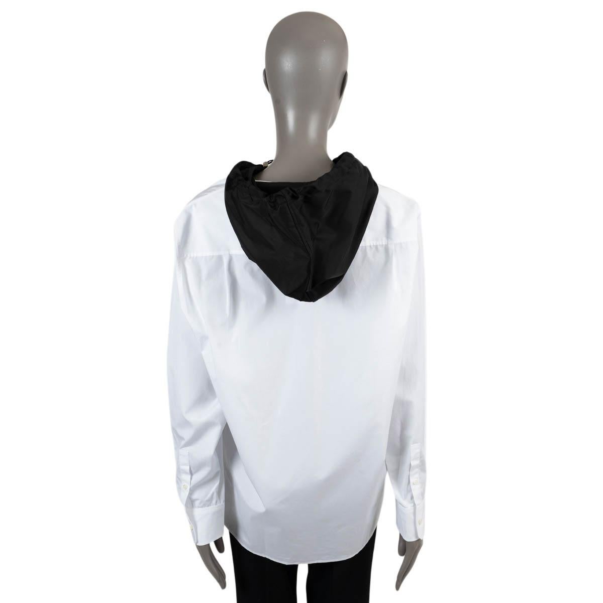 Women's PRADA white & black cotton 2022 HOODED Button-Up Shirt 38 XS