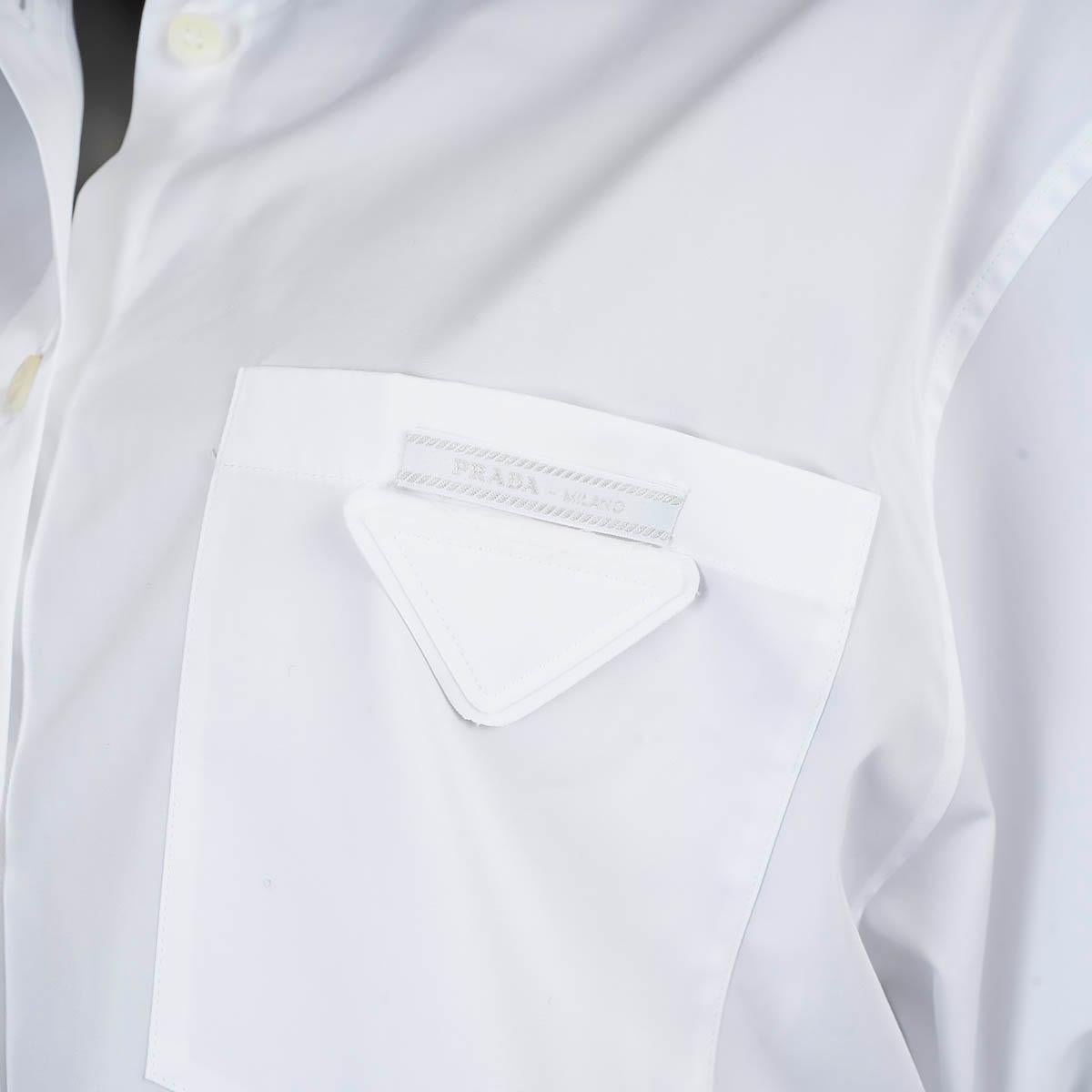 PRADA chemise boutonnée en coton 2022 blanc et noir 38 XS en vente 2